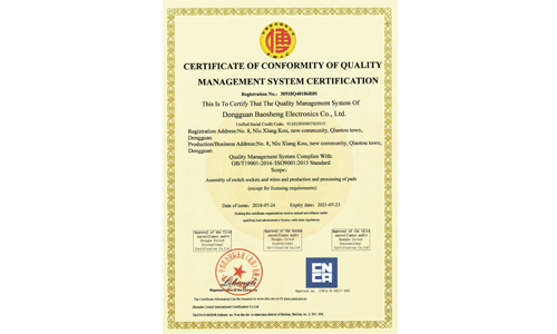 质量治理系统认证证书（英文）